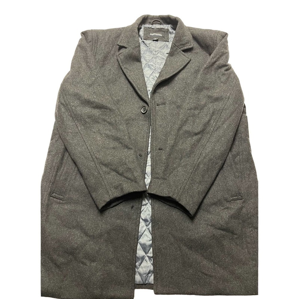 Vintage London Fog Gray Wool Blend Quilted Overcoat Jacket Men’s Size XL